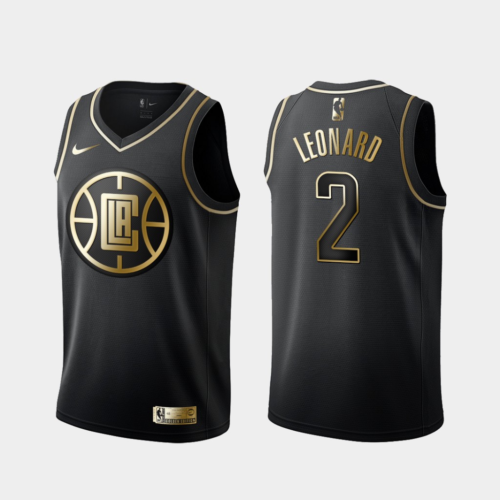 Men's Los Angeles Clippers #2 Kawhi Leonard Black NBA 2019 Golden Edition Stitched Jersey